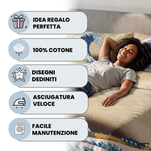 PARURE COPRIPIUMINO SOGNI D'AUTORE, Stampa Digitale, 100% Cotone, Made in Italy - 51
