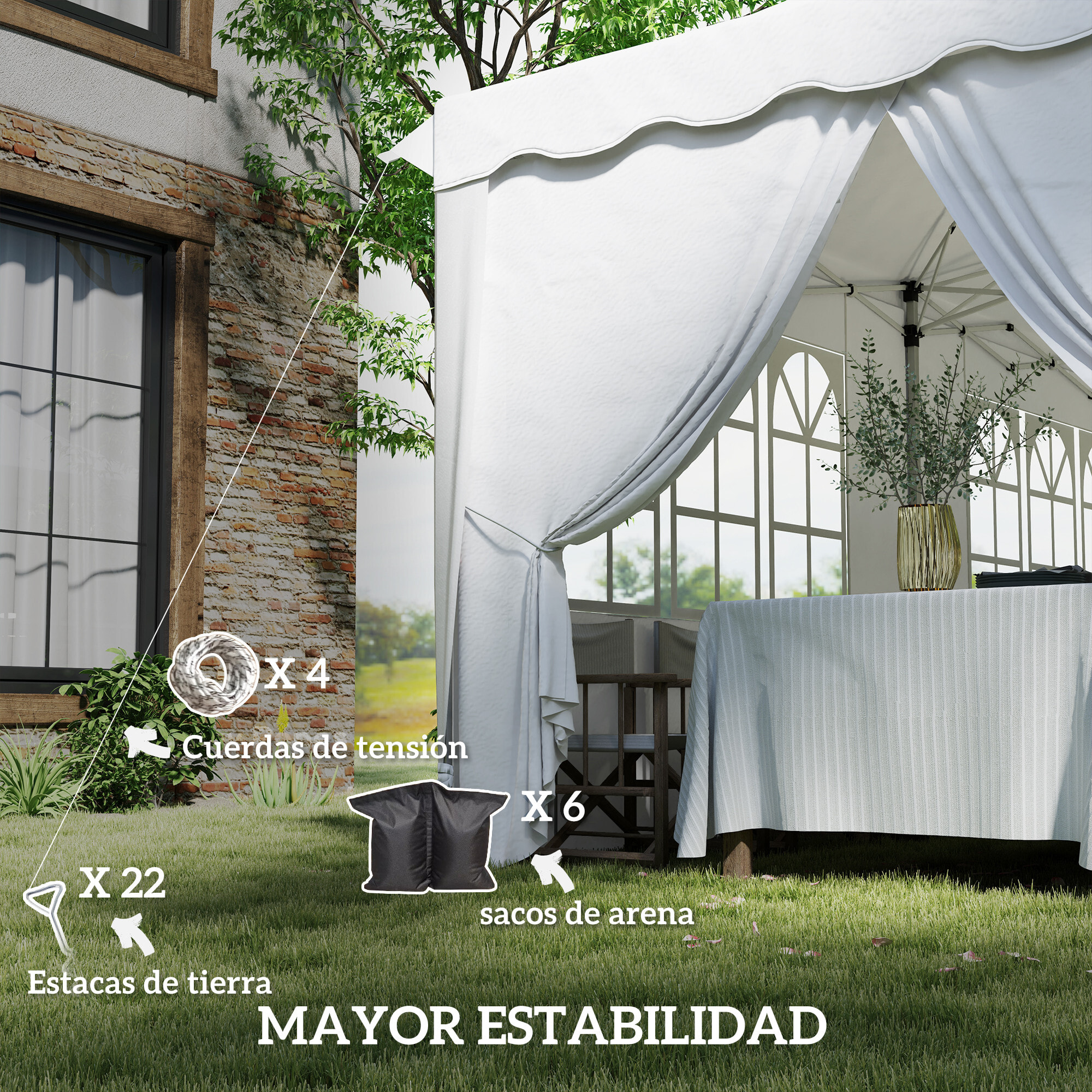 Carpa Plegable Pop-up Gazebo 6x3 m Cenador Plegable con 6 Paredes Laterales Anti-UV Altura Ajustable Bolsa de Arena y Bolsa de Transporte para Camping Fiestas
