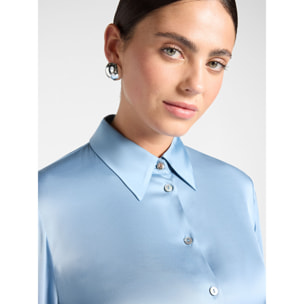 Elena Mirò - Camicia in raso di viscosa stretch - Azzurro