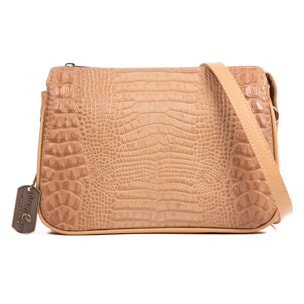 Arzergrande borsa a tracolla in pelle autentica dollaro con parte frontale incisa coccodrillo