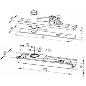 Ensemble supérieur droit extra-plat NORMBAU - Double action standard - 311MDSEP