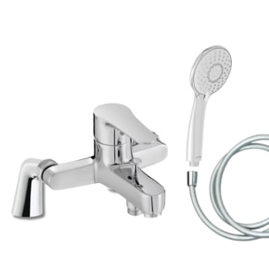 Mitigeur baignoire July + pommeau de douche Juliette + flexible de douche lisse + colonnettes
