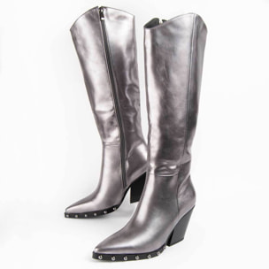 Bota De Tacón - Gris - Altura: 8 Cm