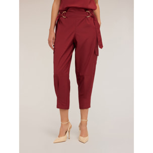 Motivi - Pantalones cargo con cintura - Burgundy