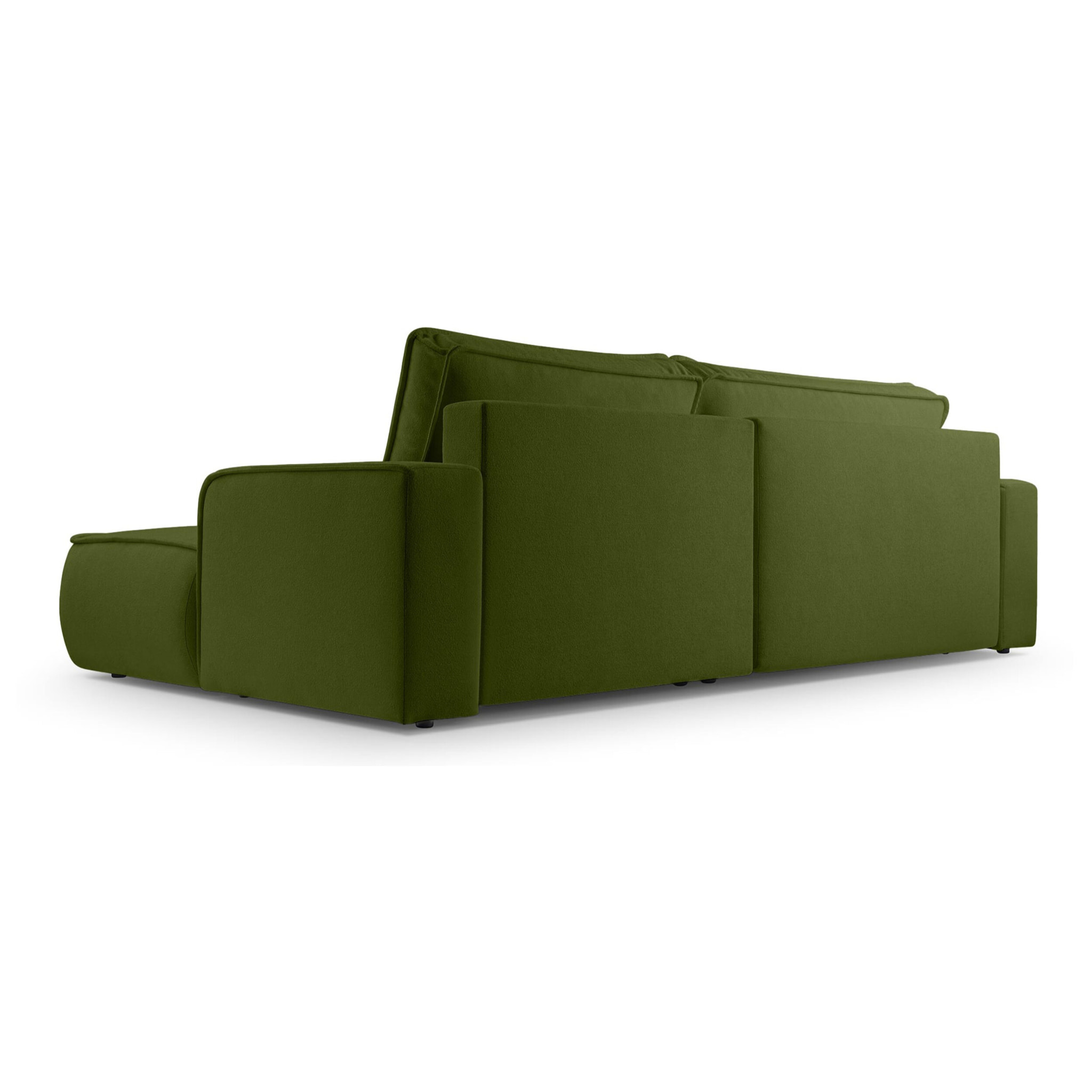Nessino - canapé d'angle droit 4 places - convertible avec coffre - en tissu texturé - Vert