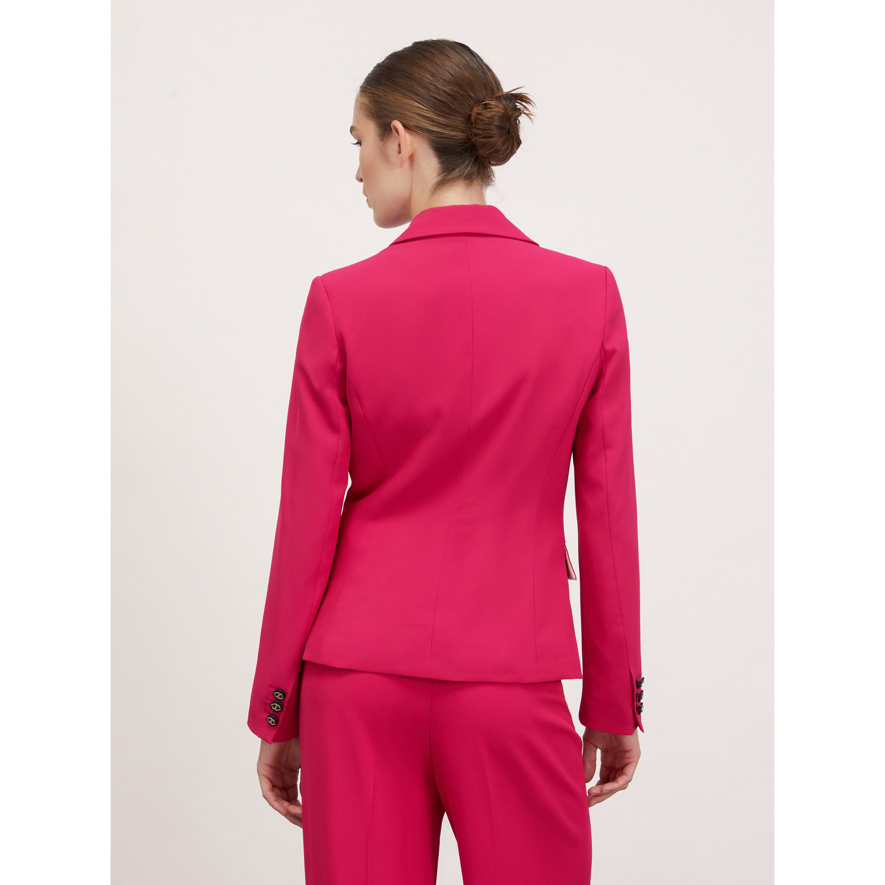 Motivi - Blazer de botonadura sencilla con inserciones de satén - Fuchsia