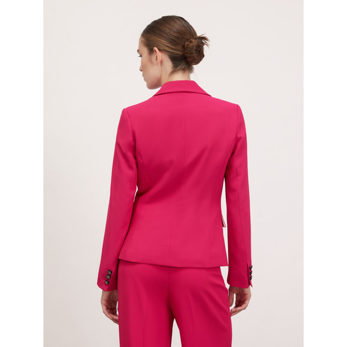 Motivi - Blazer de botonadura sencilla con inserciones de satén - Fuchsia