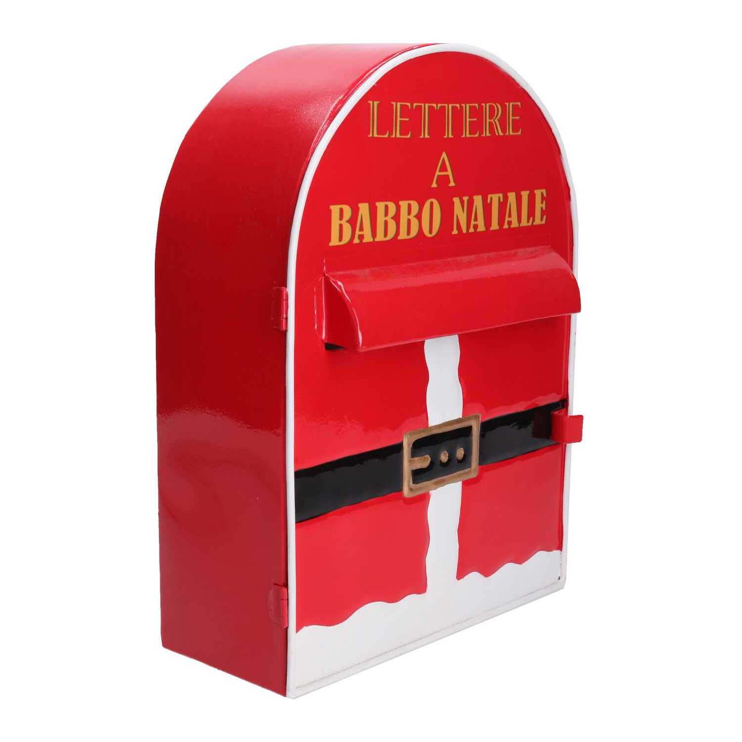 Cassetta posta in metallo babbo natale rosso cm22,5x12h30