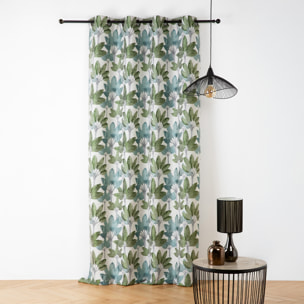 Rideau à oeillets jacquard motif végétal - Vert