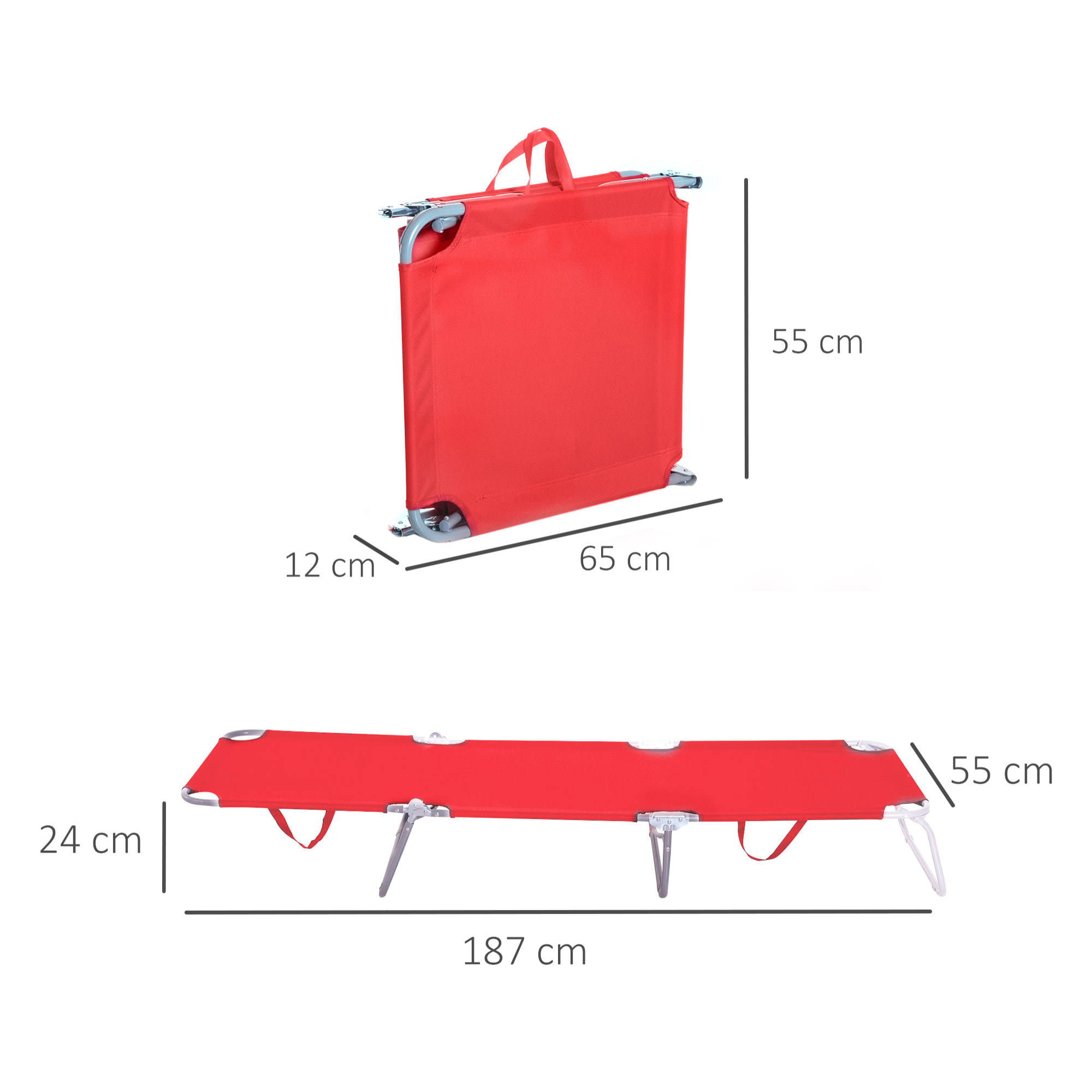 Bain de soleil transat pliable dossier réglable multipositions métal et polyester rouge