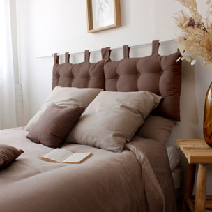 Coussin tête de lit en coton et pattes boutonnées - Marron Clair