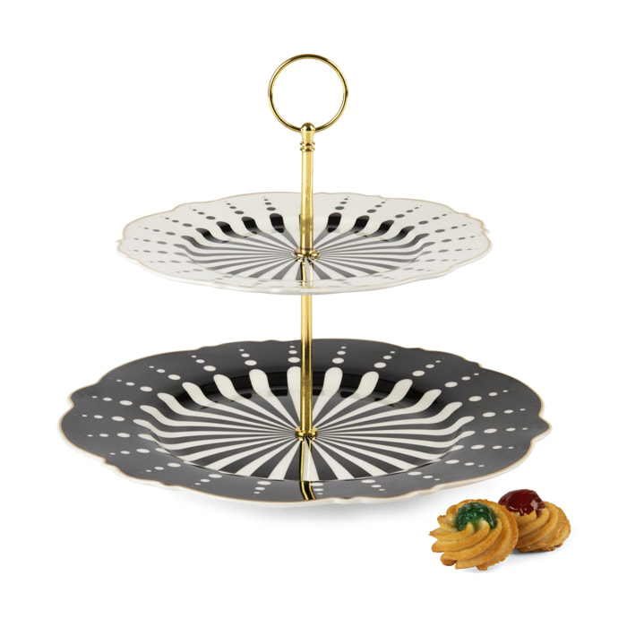 Alzata dolci a 2 piani Excelsa – Alice, New Bone China, Multicolore