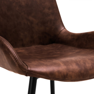 Lot de 2 chaises en cuir synthétique marron - Austin