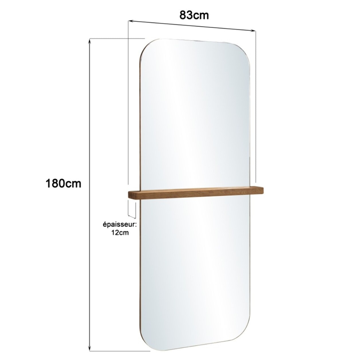 SIXTINE - Miroir 83x180cm en bois de teck recyclé