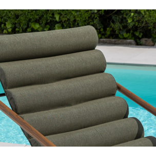 Fauteuil de détente en acier - bois et vert - SAVANE