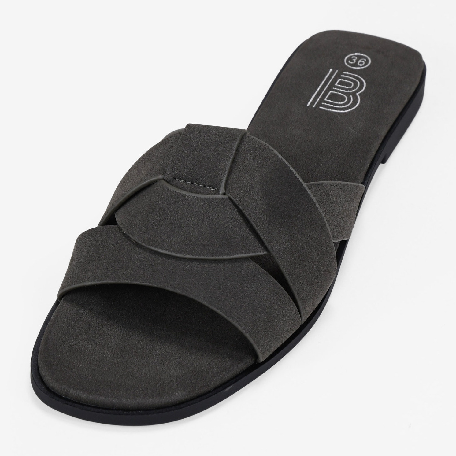 Sandalias planas grises destalonadas