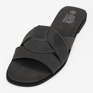 Sandalias planas grises destalonadas