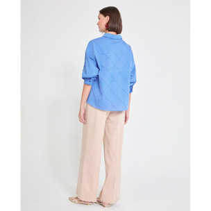 Camicia oversize in popeline con trama a rombi