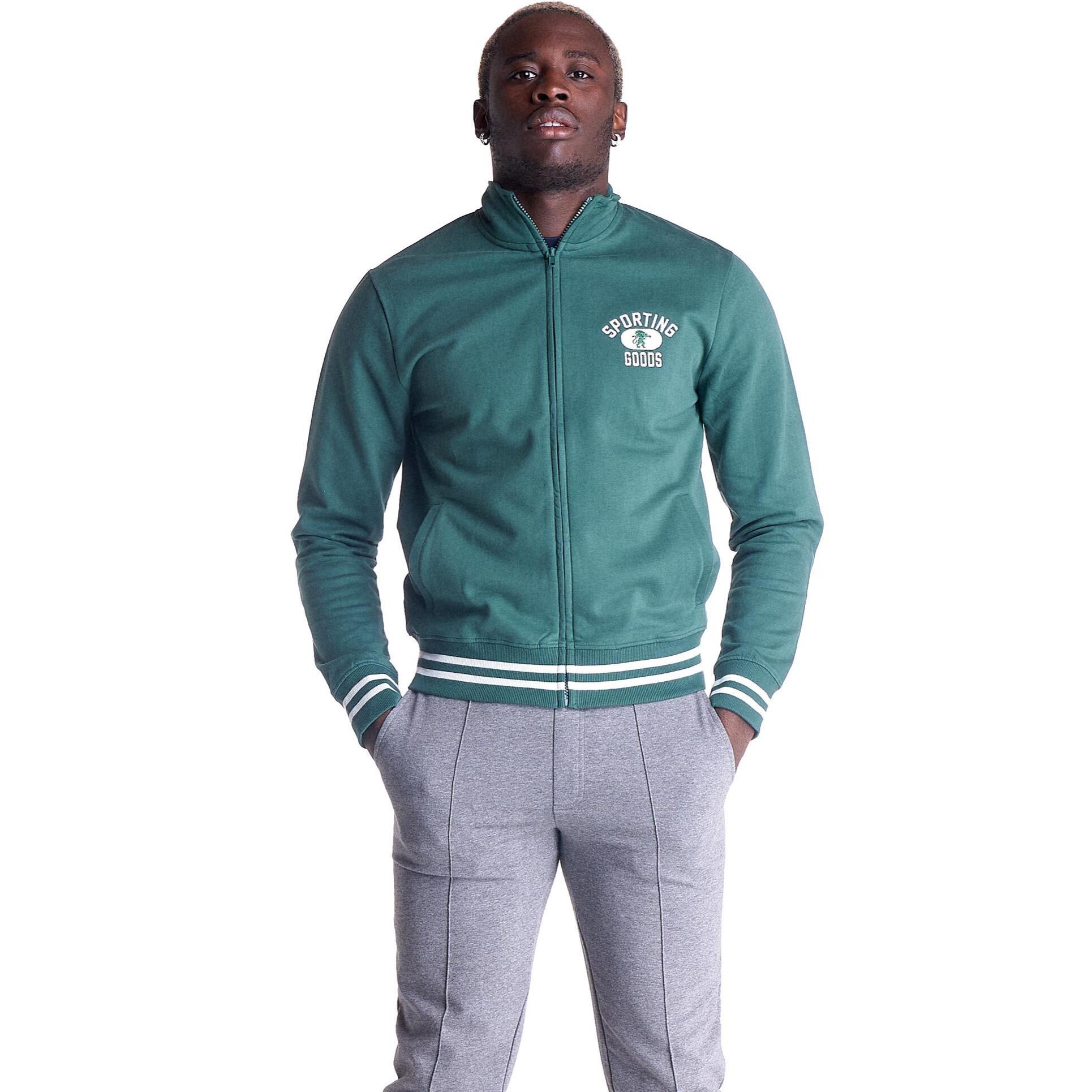 Chándal universitario con cremallera completa y cuello alto para hombre