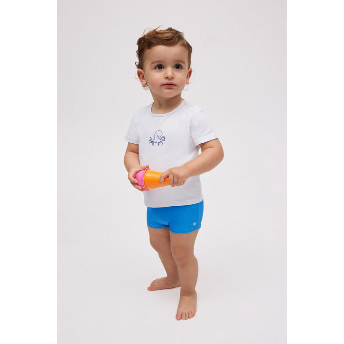 Set baby composto da costume boxer e maglietta bianca polipo