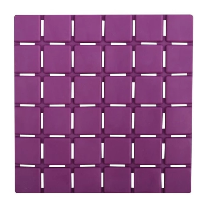 Lot de 5 Tapis antidérapants de douche ou baignoire Caoutchouc QUADRO 13x13cm Violet MSV