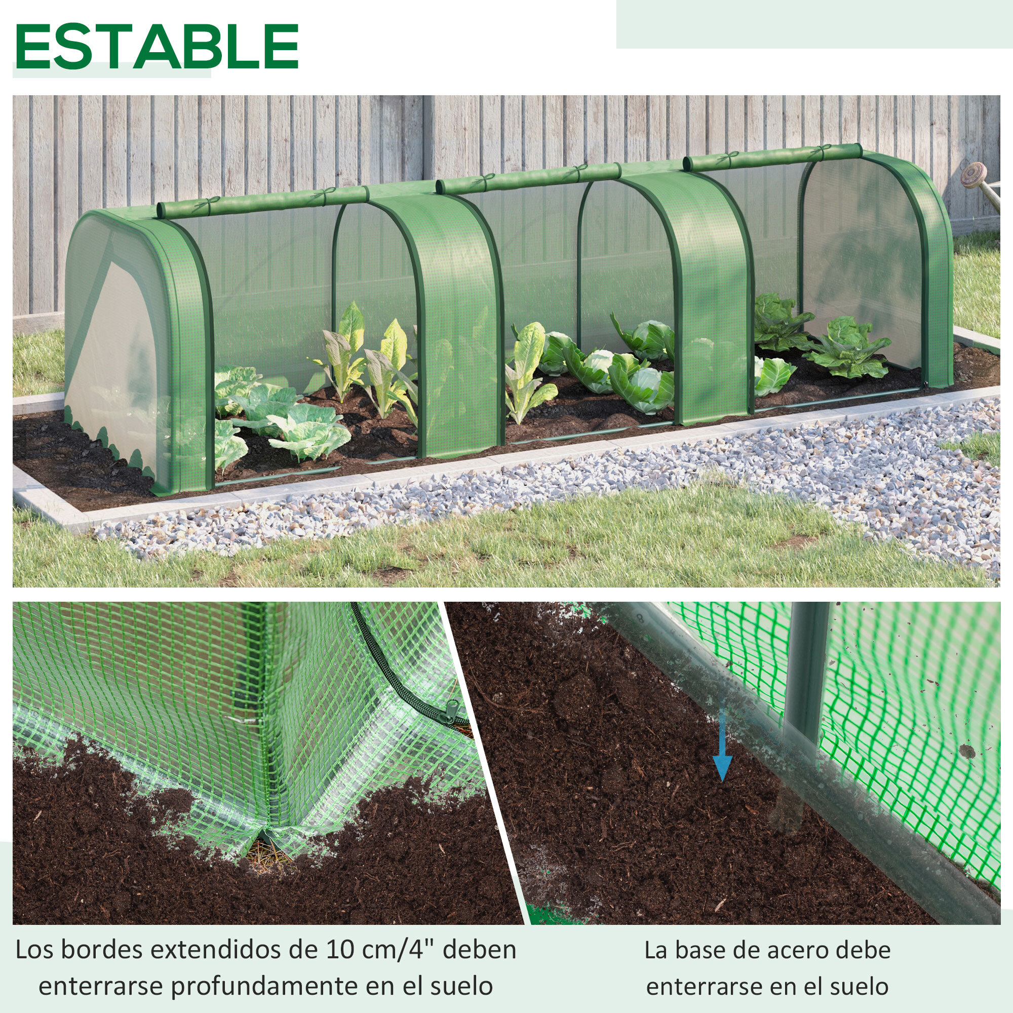 Mini Invernadero 295x100x80 cm para Jardín Terraza Cultivo de Plantas Semilla Invernadero de Jardín Vivero Casero tipo Túnel Marco Acero y Plástico