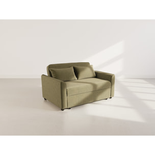 Ernest - Canapé droit 2 places convertible en velours côtelé - Vert