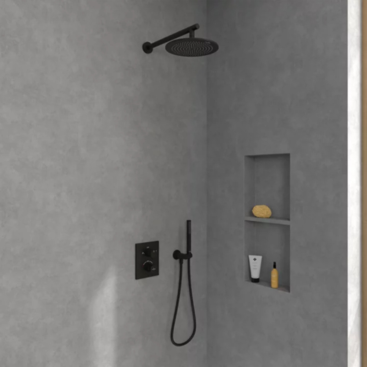 Douche de tête Universal ronde Noir mat
