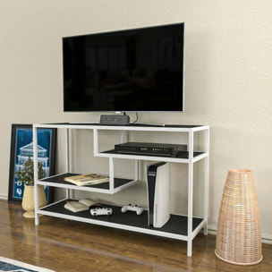 Mobile porta TV Dplizzar, Credenza da soggiorno, Armadio basso per TV, Base parete attrezzata, 120x39h75 cm, Bianco e Antracite