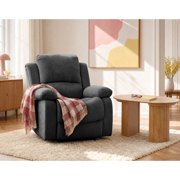 Armand - fauteuil relax électrique en velours côtelé - Gris