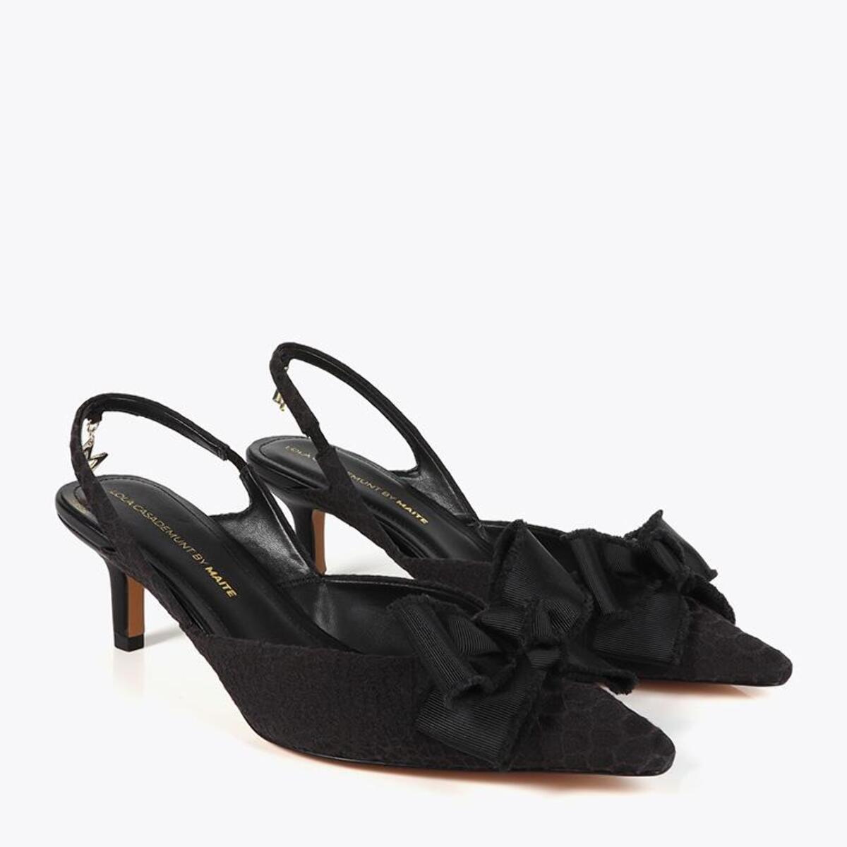 Scarpa con Tacco Slingback con Fiocco Satinato