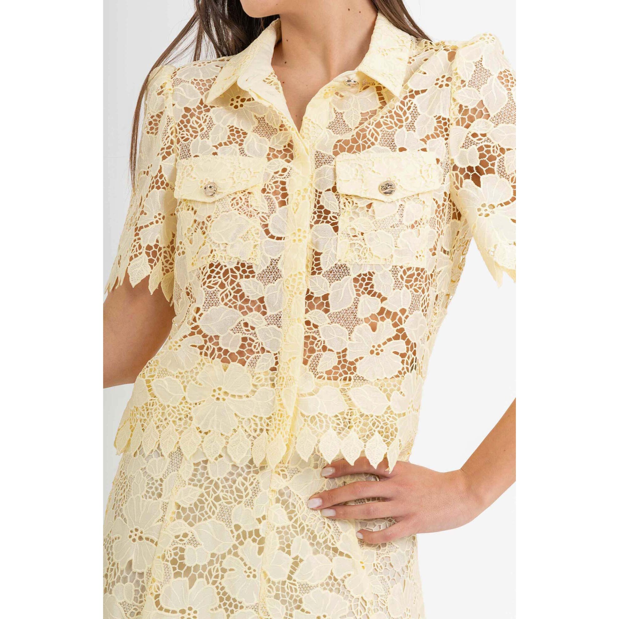 Kocca - Camicia cropped pizzo Donna