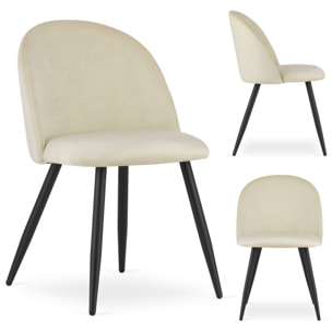 Sedia Bello in velluto beige e gambe in metallo nero
