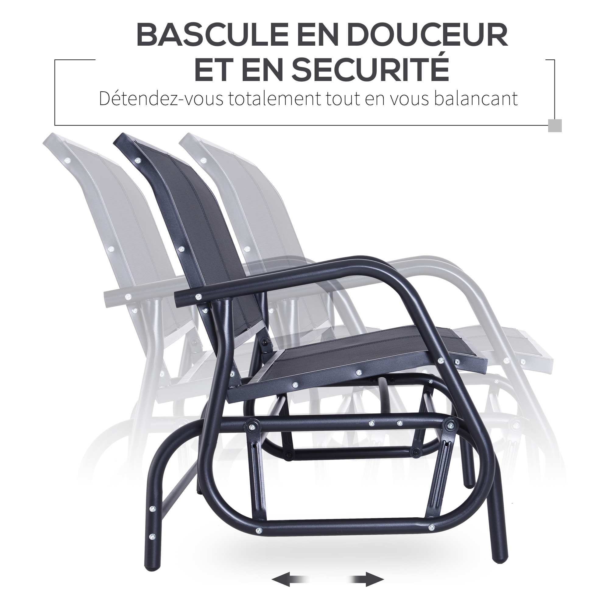 Banc à bascule de jardin 2 places design contemporain