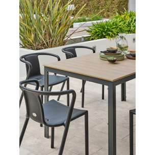BOSTON - Ensemble repas de jardin 6 places en aluminium gris anthracite