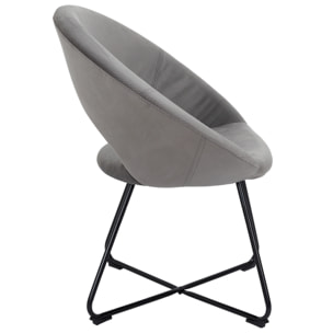 Fauteuil Rond Velours Cotele Giulia Gris