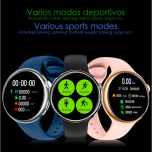 Smartwatch Z12 Pro con monitoraggio avanzato della frequenza cardiaca, O2, termometro. Molteplici modalità sportive. Doppia fascia.