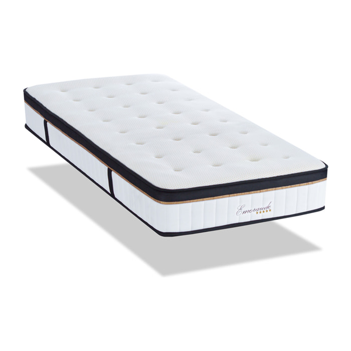 Matelas Emeraude, Mémoire de Forme & Mousse polyuréthane Hyper Soft Air System, Soutien Ferme, 24 cm, Très Bonne Aération