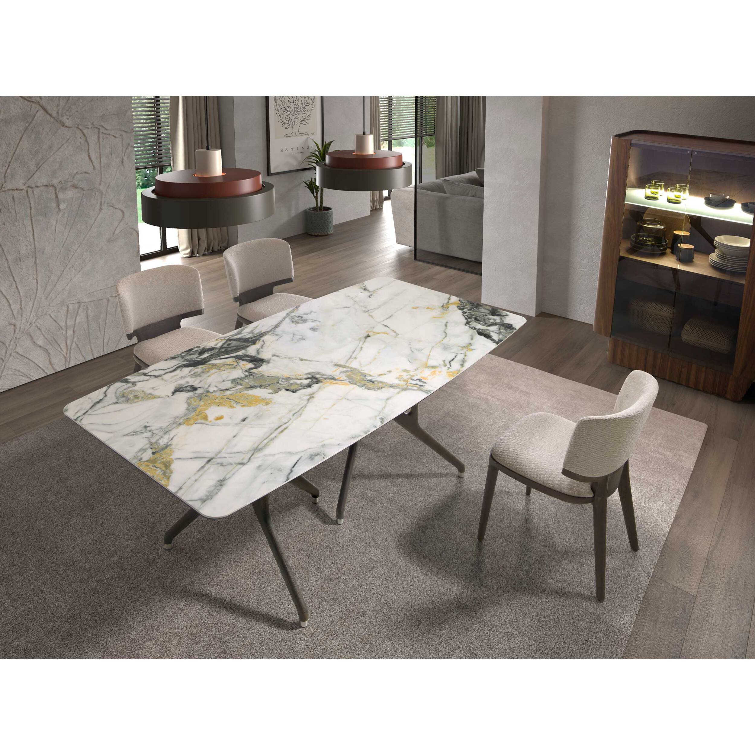 Silla con asiento y respaldo tapizados en tela gris claro patas de madera de roble en ceniza oscuro 53x55x78cm