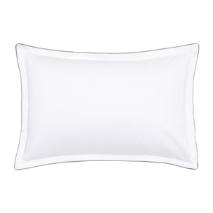 Taie d'oreiller imprimée en satin de coton bio, SAISON, Noir et blanc