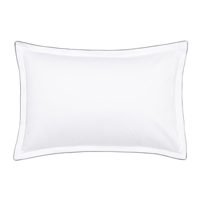 Taie d'oreiller imprimée en satin de coton bio, SAISON, Noir et blanc