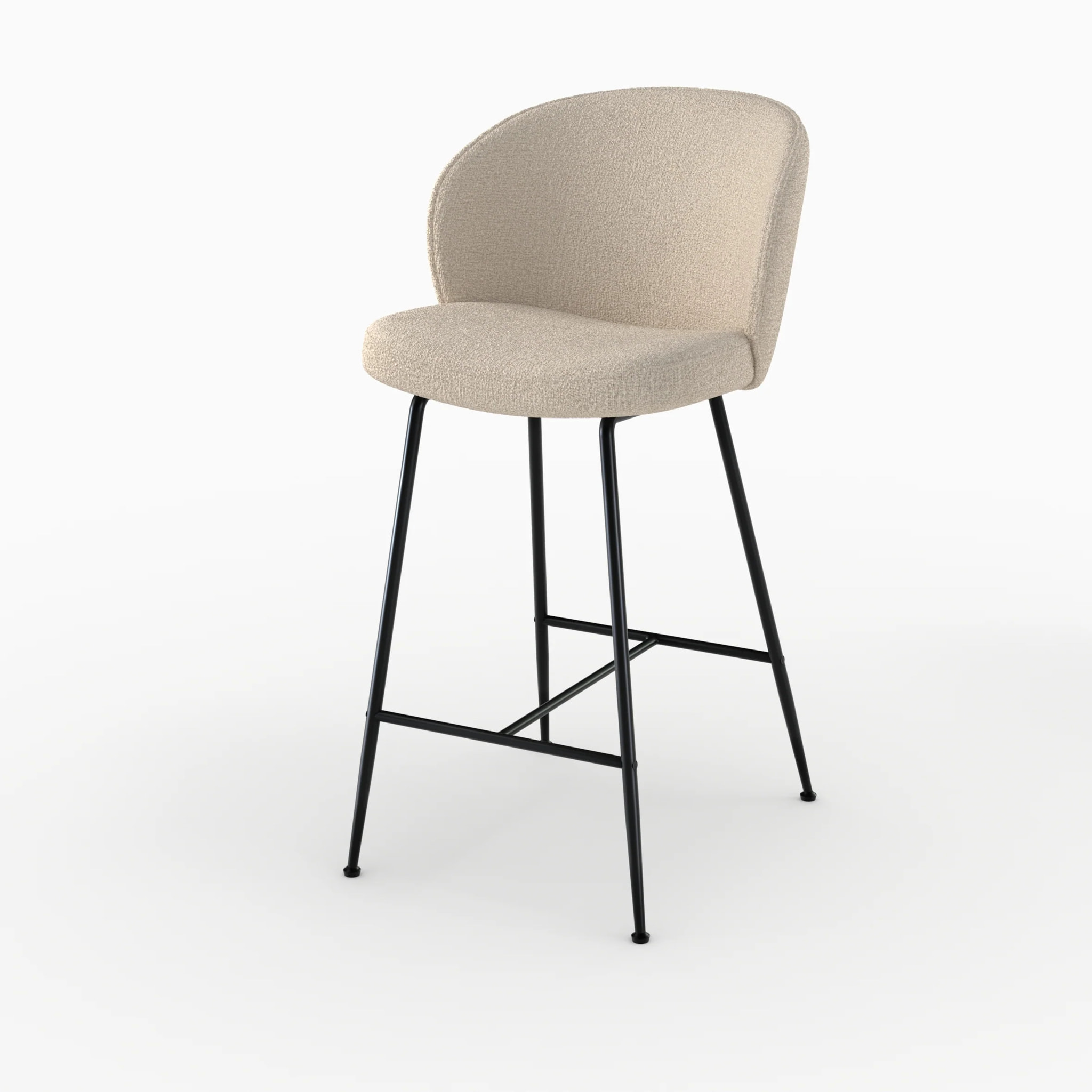 Chaise de bar en tissu bouclé beige 66 cm - Groom