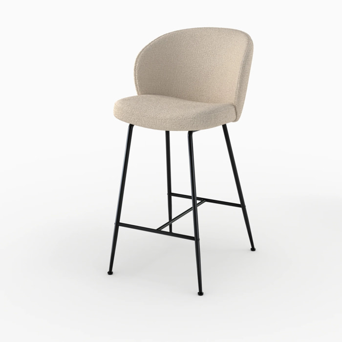 Chaise de bar en tissu bouclé beige 66 cm - Groom