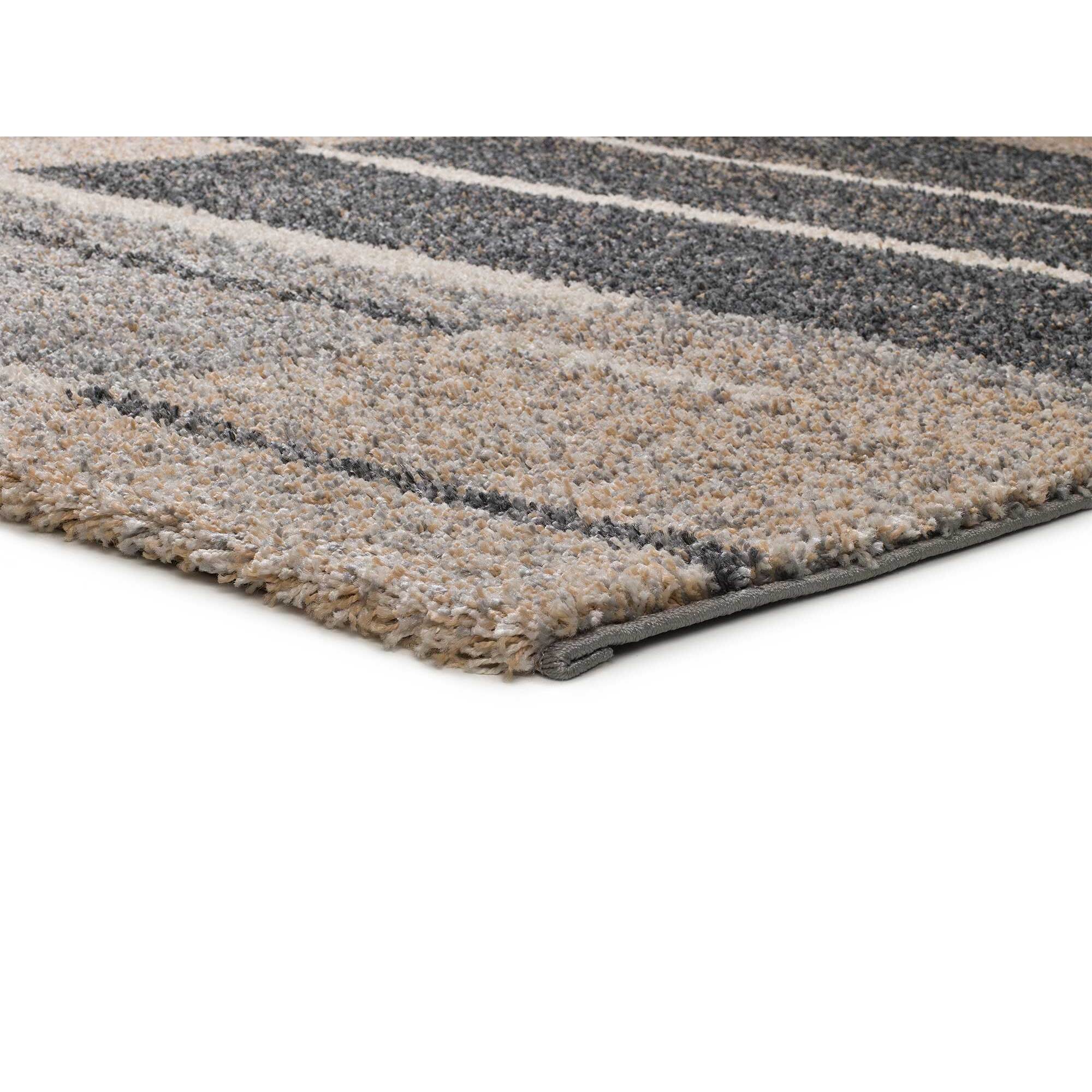 IRATI Alfombra geométrica de pelo largo beige, varias medidas disponibles.