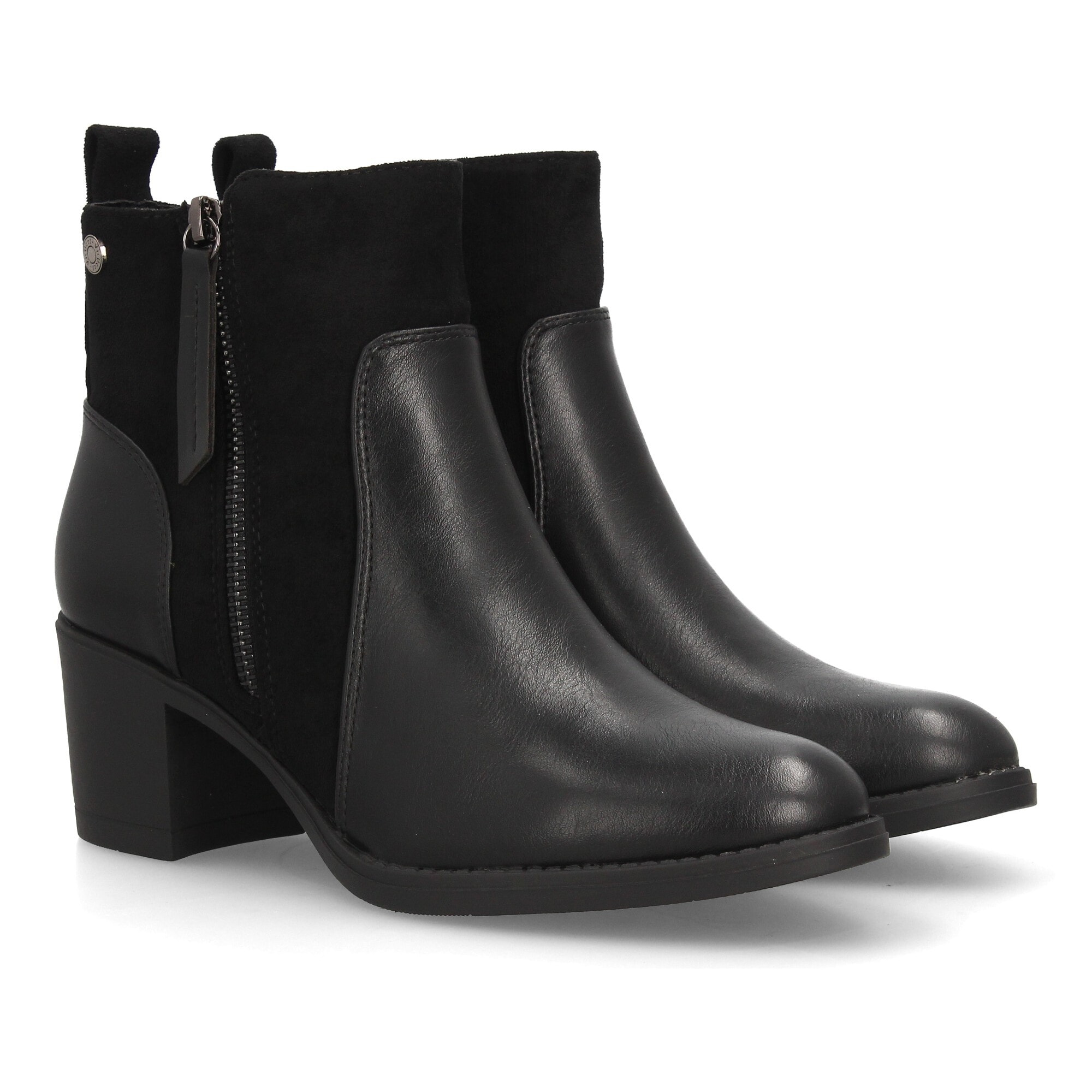Botines mujer combinados con distintas texturas y cremallera lateral