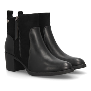 Botines mujer combinados con distintas texturas y cremallera lateral