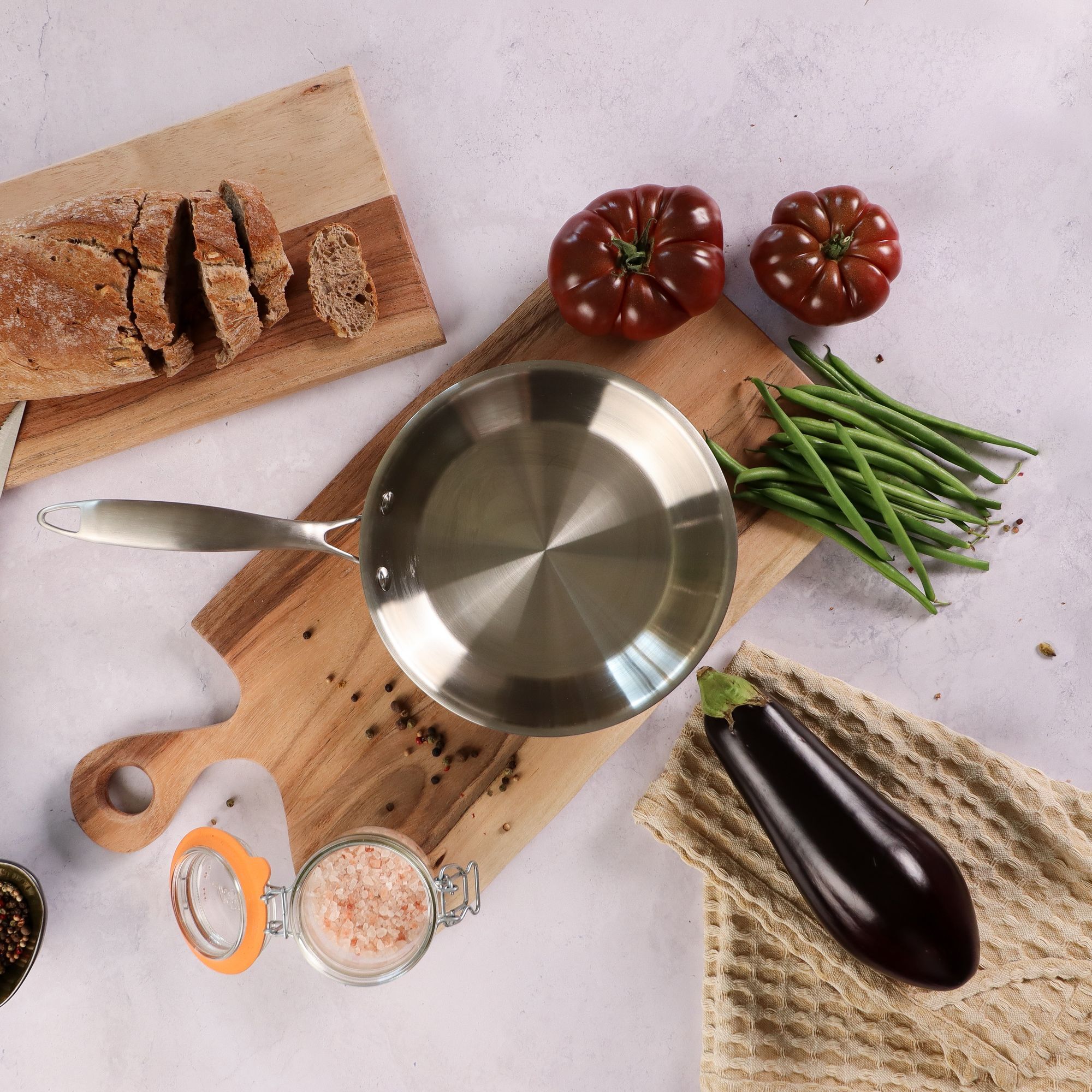 Lot de 3 casseroles en acier inoxydable - tous feux TRIPLY