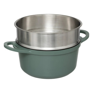 Cuiseur vapeur D24cm fonte d aluminium vert