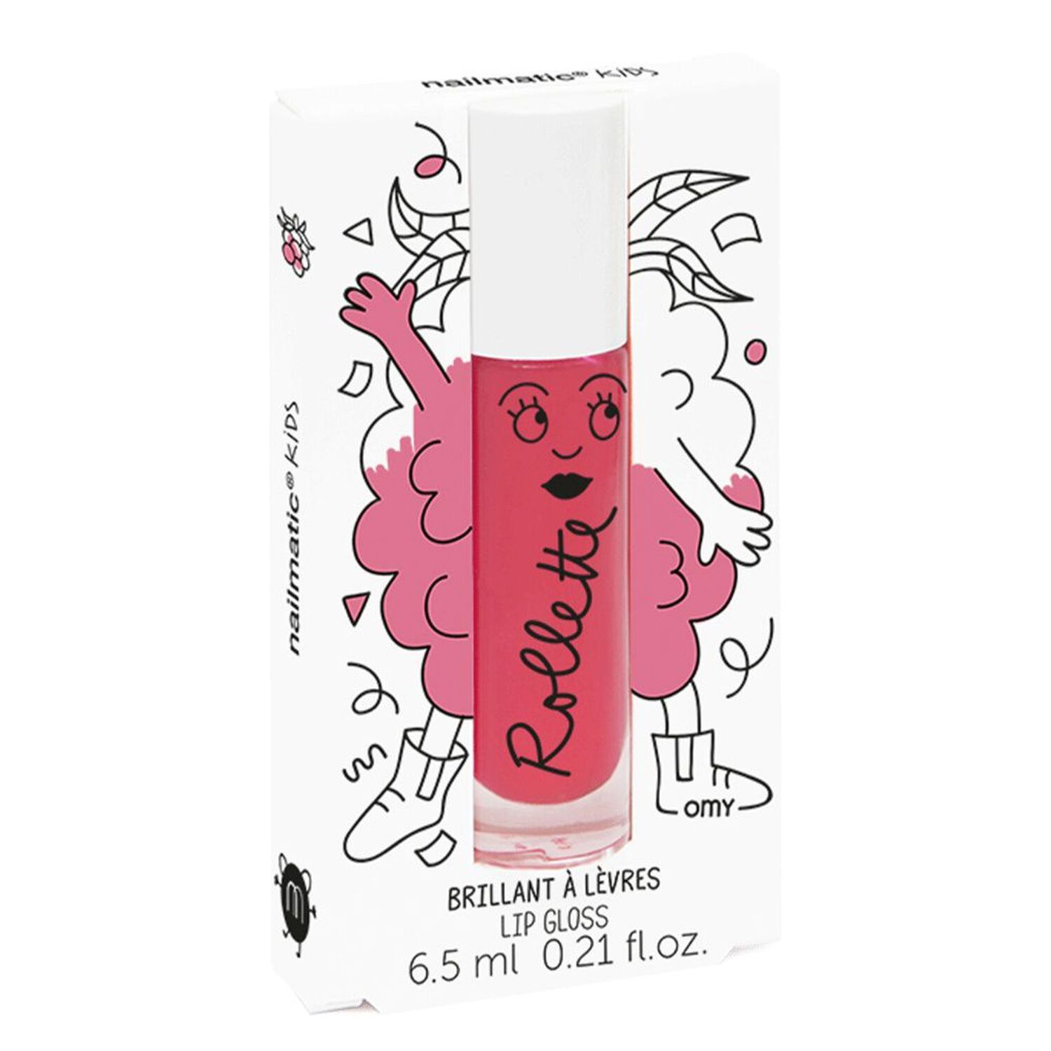 Rollette - Brillant à Lèvres pour Enfants Incolore, Hydratant et Parfumé à la Framboise