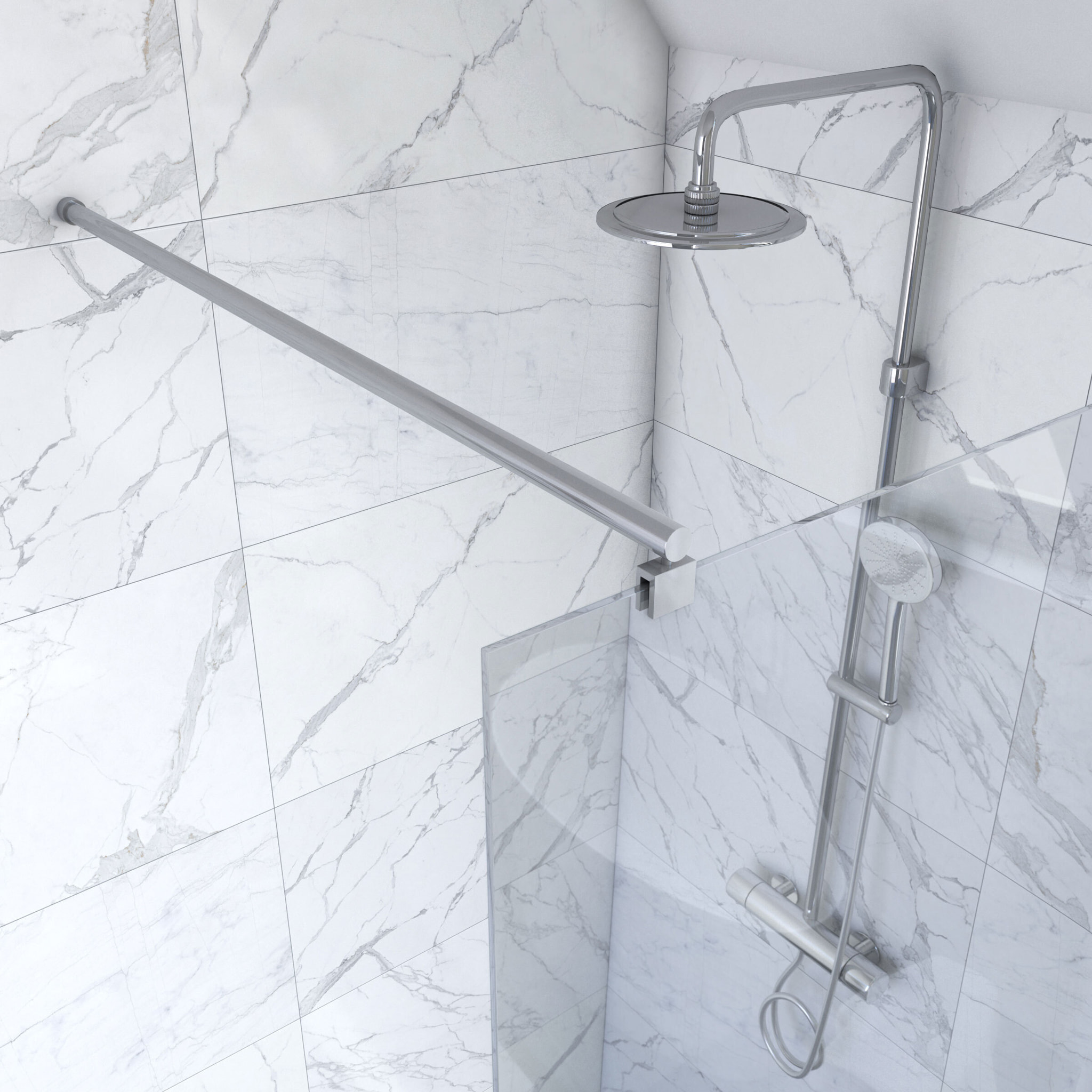 Paroi de douche a l'italienne - 90x200cm VERRE TRANSPARENT 6mm + Barre de fixation recoupable